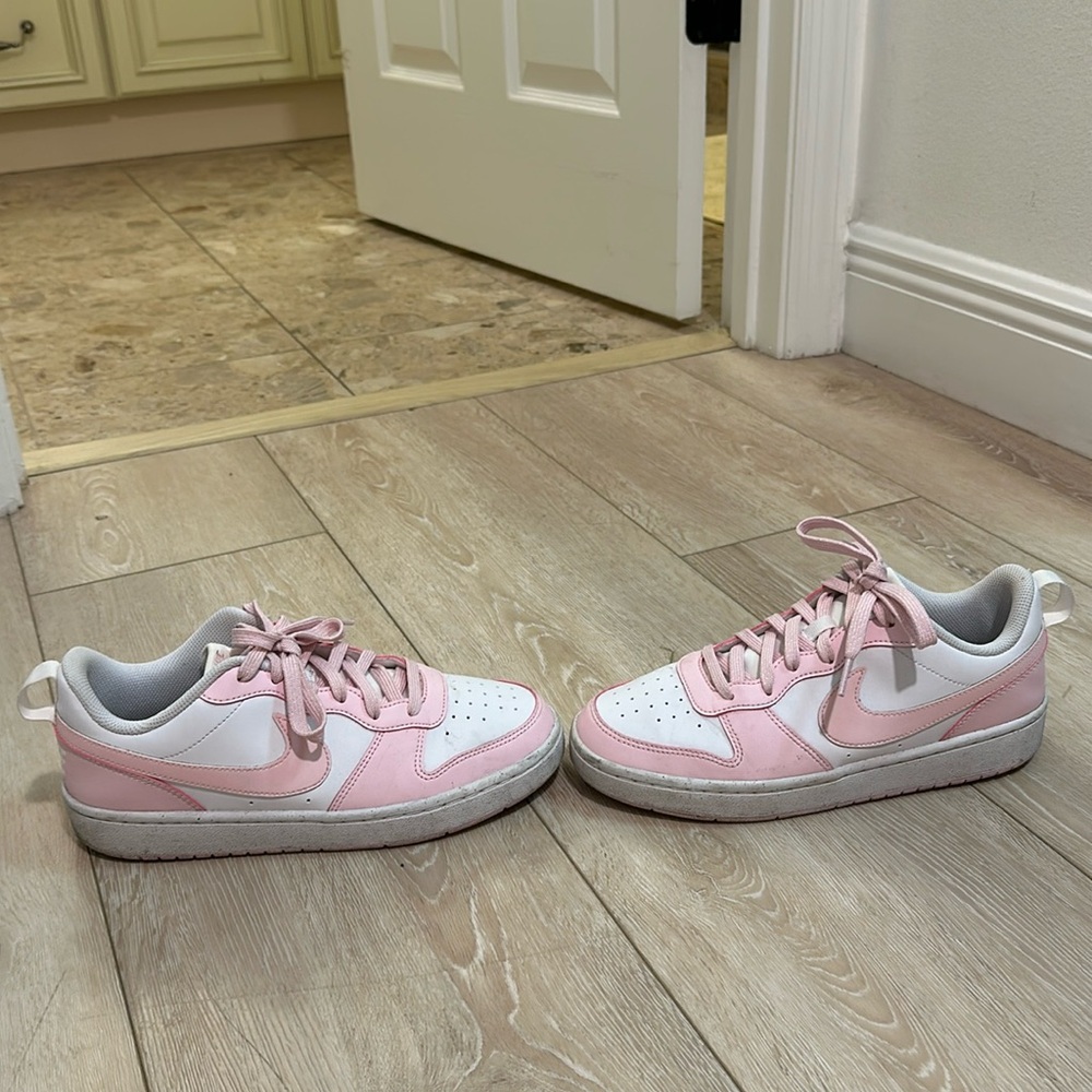 Pink/White Nike Low Dunks